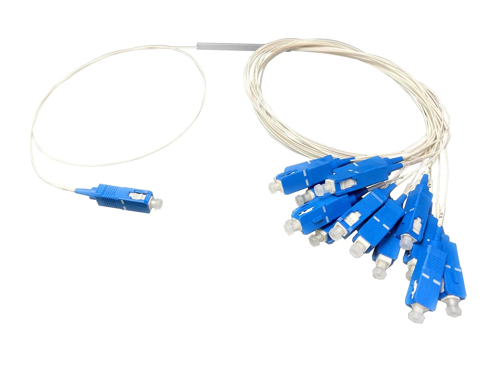1×16 PLC Splitter Single Mode Mini Steel  900µm Fiber with SC/UPC Connectors
