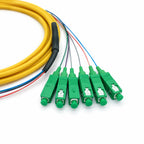 SC to SC APC Single Mode 6-Fiber LSZH Ribbon Fiber Optic Pigtail 3m, Yellow, for Data Center & Telecom
