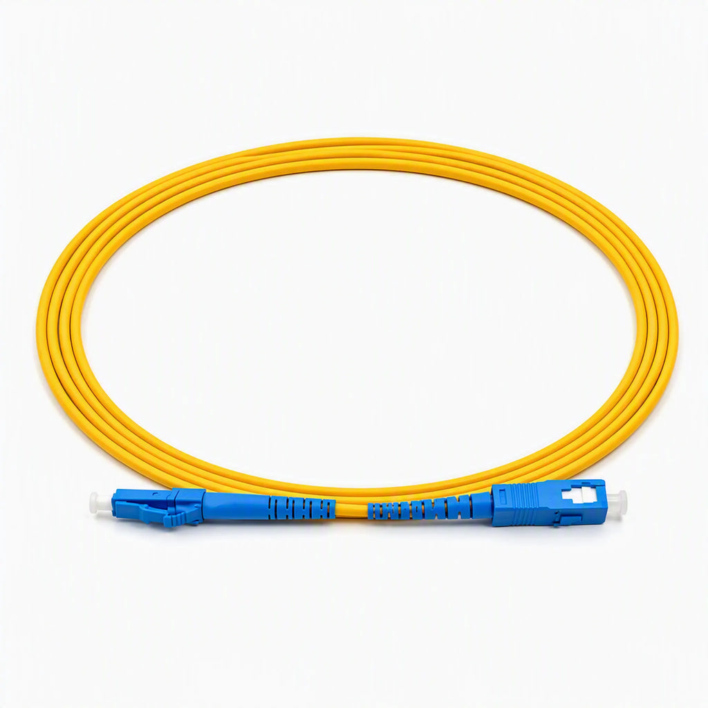 SC to LC Single Mode Fiber Patch Cord 3m | UPC Simplex G652D 9/125μm Yellow Fiber Jumper for FTTH Data Center