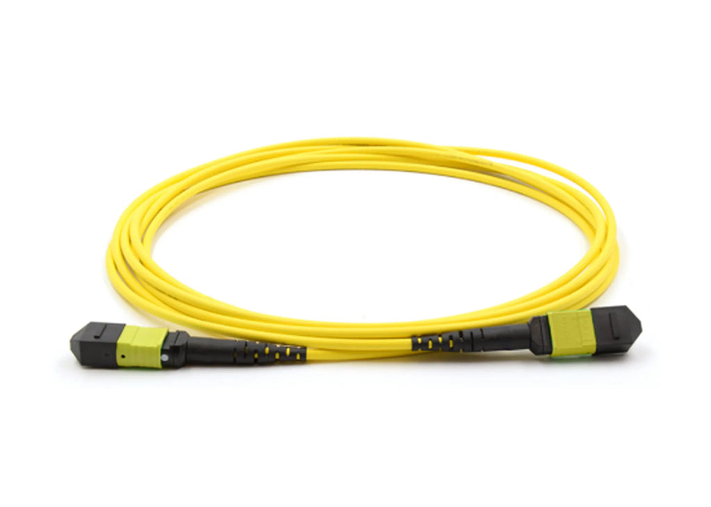 MPO to MPO Low Loss UPC OS2 12 Core LSZH Fiber Optic Patch Cord 3m, Yellow, for High Density Data Center