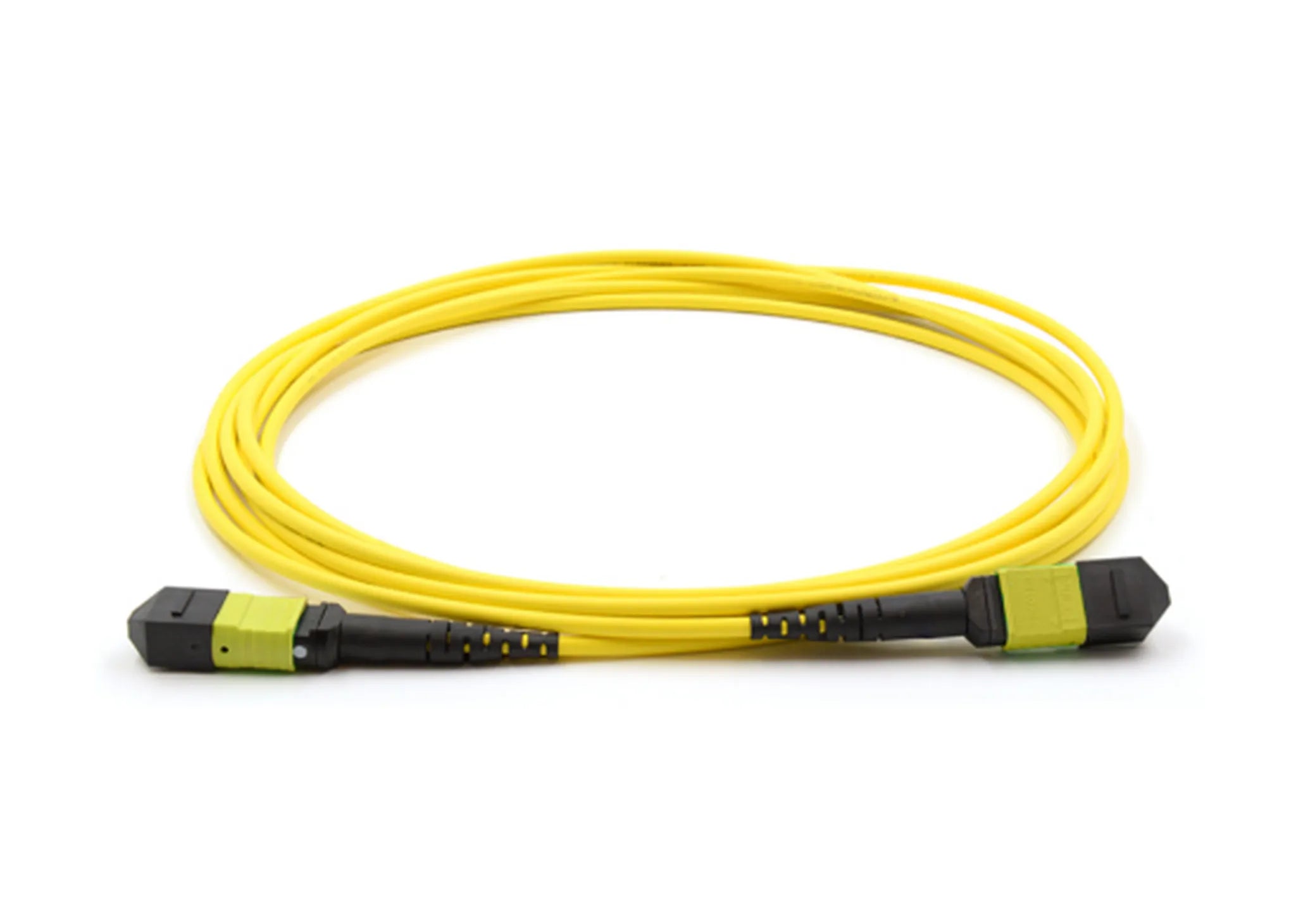 MPO to MPO Low Loss UPC OS2 12 Core LSZH Fiber Optic Patch Cord 3m, Yellow, for High Density Data Center