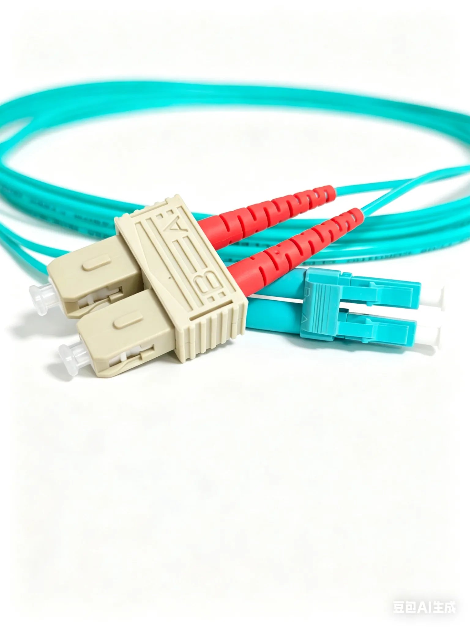 SC to LC OM3 Multimode Duplex LSZH Fiber Optic Patch Cord 3m, Aqua, for Network & Data Center