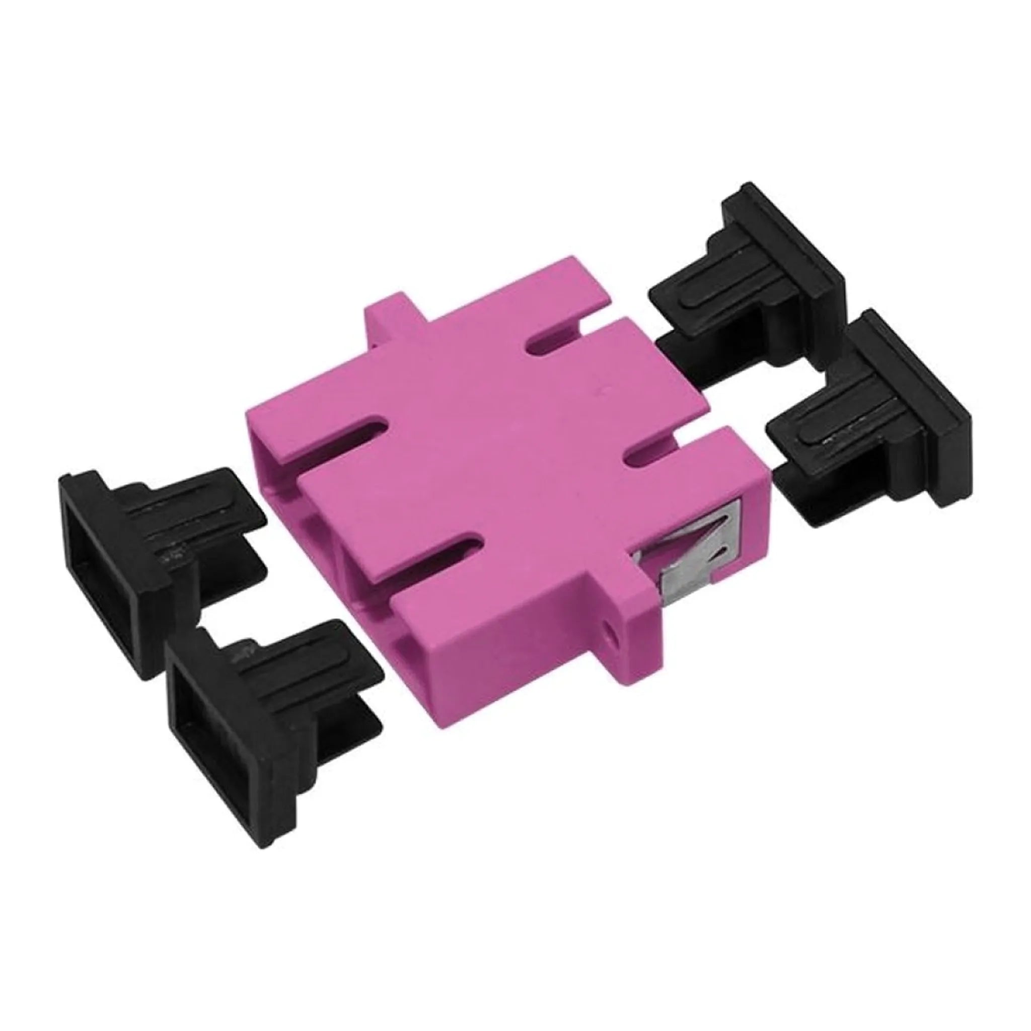 SC to SC Multimode OM4 Duplex Hybrid Fiber Adapter With Flange For Networking Technology - Purple Color