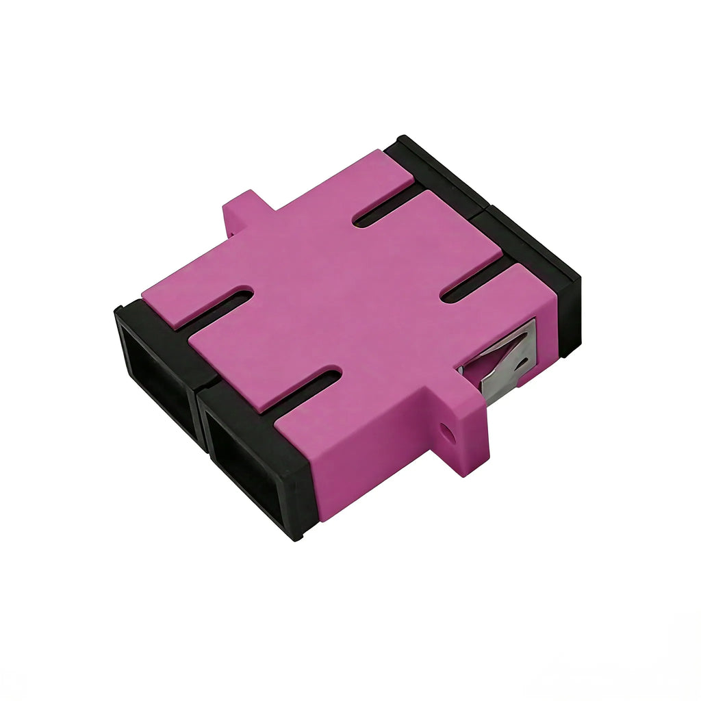 SC to SC Multimode OM4 Duplex Hybrid Fiber Adapter With Flange For Networking Technology - Purple Color