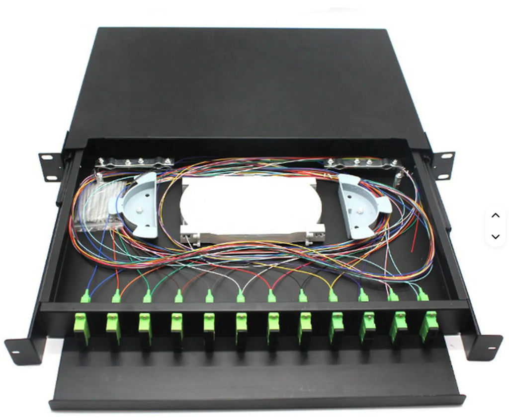 19 Inch Rack Mount ODF 1U 12 Port 12 Duplex DX SC 24 Fibers ODF Fiber Optic Patch Panel